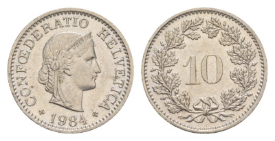 Швейцария 10 раппенов 1984 KM 27 медно-никель 4625-745