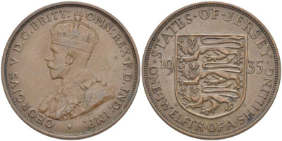 Джерси 1/12 шиллинга 1935 Георг V (1910-1936) KM 16 бронза 4517-1034