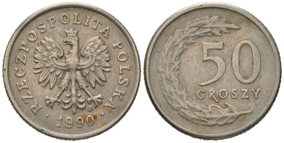 Польша 50 грошей 1990 MW Y 281 медно-никель 4621-325