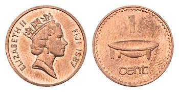 Фиджи 1 цент 1987 KM 49 бронза UNC 4687-1138