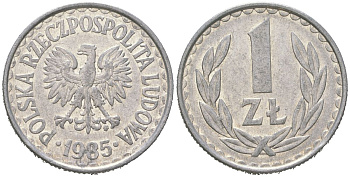 Польша 1 злотый 1985 MW Y 49.1 алюминий aUNC 4616-1212