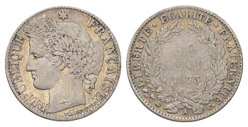 Франция 50 сантимов 1873 A KM 834 серебро 4623-1152