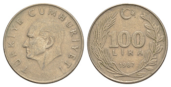 Турция 100 лир 1987 Кемаль Ататюрк KM 967 медь цинк никель 4648-837
