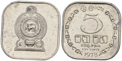 Шри-Ланка 5 центов 1978 KM 139a алюминий 4136-633
