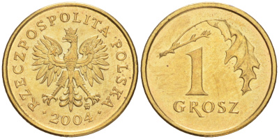Польша 1 грош 2004 MW KM 276, Parchimowicz 701m латунь UNC 4516-823