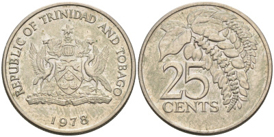 Тринидад и Тобаго 25 центов 1978 цветок дикая пуансеттия KM 32 медно-никель    4594-1227