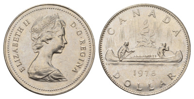 Канада 1 доллар 1978 Елизавета II (1952-2022), каноэ KM 120.1 никель 59-226