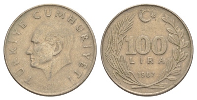 Турция 100 лир 1987 Кемаль Ататюрк KM 967 медь цинк никель 4648-837