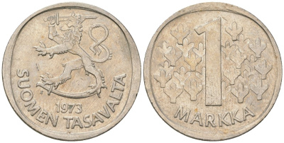 Финляндия 1 марка 1973 S KM 49a медно-никель 4586-557