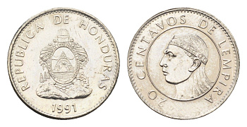 Гондурас 20 сентаво 1991 KM 83a.1 сталь плакированная никелем UNC 4668-768