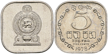 Шри-Ланка 5 центов 1978 KM 139a алюминий 4136-668