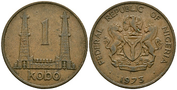Нигерия 1 кобо 1973 KM 8.1 бронза 4167-756