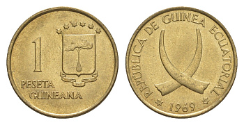Экваториальная Гвинея 1 песета 1969 KM 1 алюминиевая бронза UNC 4596-433