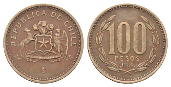Чили 100 песо 1984 KM 226 алюминиевая бронза 4663-417