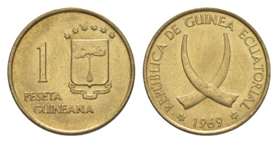 Экваториальная Гвинея 1 песета 1969 KM 1 алюминиевая бронза UNC 4596-433