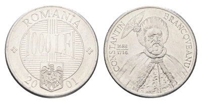 Румыния 1000 лей 2001 Константин Брынковяну (1654-1714) KM 153 алюминий UNC 4662-245