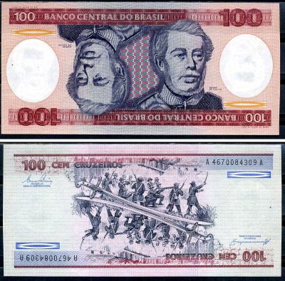 Бразилия 100 крузейро ND (1981-1984)  Pick 198 b  бумага  aUNC 2119-50-2-1