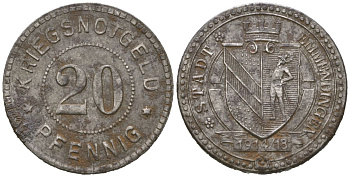 Эммендинген (Баден) 20 пфеннингов 1914 Funck 117.3, Men18 8194.3 железо 1515-214