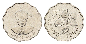Свазиленд 5 центов 1986 KM 40.1 медно-никель UNC 4674-1257