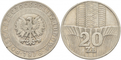 Польша 20 злотых 1976 MW KM 67 медно-никель 4403-521