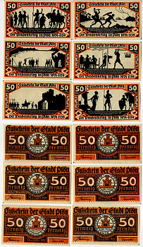 ПЛЁН ЛОТ ИЗ 6 БОН ПО 50 ПФЕННИГОВ ND ИСТОРИЧЕСКИЕ СОБЫТИЯ бумага UNC (ПРЕСС) 70-111