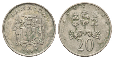 Ямайка 20 центов 1989 KM 48 медно-никель 4645-812