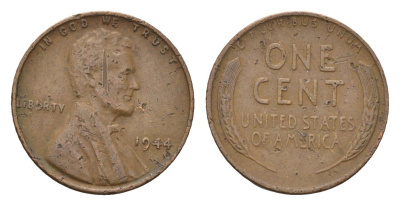 США 1 цент 1944 Линкольн KM A132 латунь 4674-713