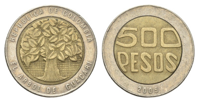 Колумбия 500 песо 2005 KM 286 биметалл 4663-511