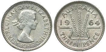 Австралия 3 пенса 1964 Елизавета II (1952-2022) KM 57 серебро 71-954