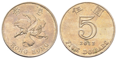 Гонконг 5 долларов 2012 KM 65 медно-никель 4700-452