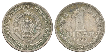 Югославия 1 динар 1965 KM 47 медно-никель 4625-459