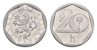 Чехия 20 геллеров 1993 KM 2.1 алюминий 4623-757