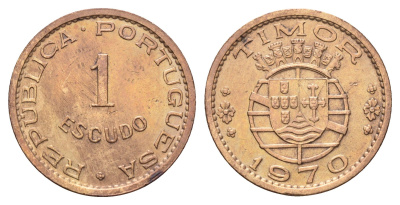 Португальский Тимор 1 эскудо 1970 год-тип KM 19 бронза 4671-727