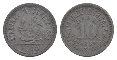 Гесниц 10 пфеннигов 1918 Funck 164.2, Men18 11583.2 цинк 4636-757