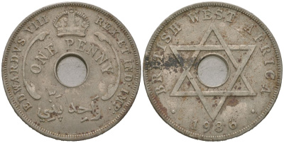 Британская Западная Африка 1 пенни 1936 Эдуард VIII (1936) KM 16 медно-никель 4149-916