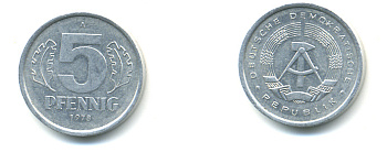 ГДР 5 ПФЕННИГОВ 1978 А KM 9.2 алюминий 176-617