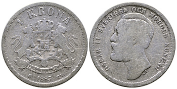 Швеция 1 крона 1883 EB, Оскар II (1872-1907) король Швеции и Норвегии KM 747 серебро 4178-442