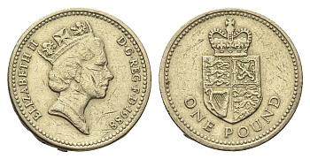 Великобритания 1 фунт 1988 Елизавета II (1952-2022), год-тип KM 954, Spink J6 никель латунь 4691-821