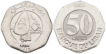 Ливан 50 ливров 1996 кедровое дерево KM 37 сталь UNC 202-769