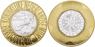 Австрия 5 евро 2008 100 лет со дня рождения Герберта фон Караяна KM 3156 серебро UNC 1068-7-41