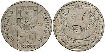 Португалия 50 эскудо 1999 KM 636 медно-никель 4111-1122