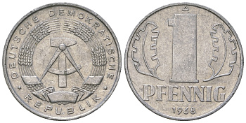ГДР 1 пфенниг 1968 А КМ 8.1 алюминий 4615-1218
