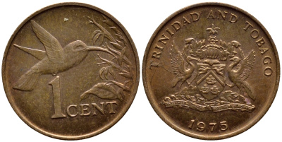 Тринидад и Тобаго 1 цент 1975 колибри KM 25 бронза 4396-948