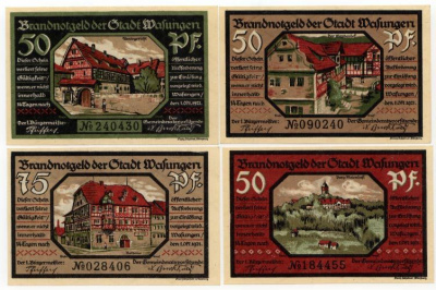 ВАССУНГЕН 3х50 И 75 ПФЕННИГОВ РАЗВАЛИНЫ бумага UNC (пресс) 70-2811