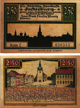 ИНСТЕРБУРГ (ЧЕРНЯХОВСК) 2,50 МАРКИ 1922 НОТГЕЛЬД, KOMTO С, РОССИЯ Grabowski 645.1а бумага 7547-88-3-3