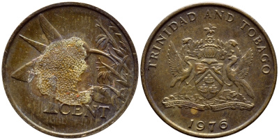 Тринидад и Тобаго 1 цент 1976 колибри KM 25 бронза 4396-952