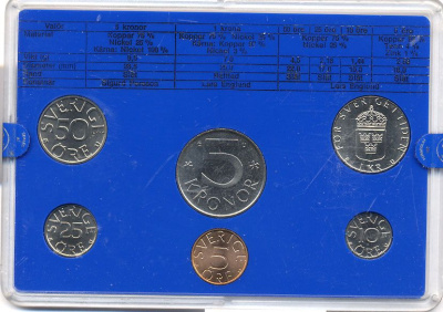 Швеция набор монетного двора из 6 монет 1981 в пластике, Карл XVI Густав (1973- ) KM MS19 UNC 4-3-7-168