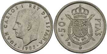 Испания 50 песет 1982 Король Хуан Карлос I (1975 - 2014) KM 825 медно-никель 4137-113