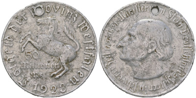 Вестфалия 50000000 марок 1923 отверстие Funck 645.13 алюминий 11-239-13