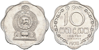 Шри-Ланка 10 центов 1978 KM 140 a алюминий 89-1453